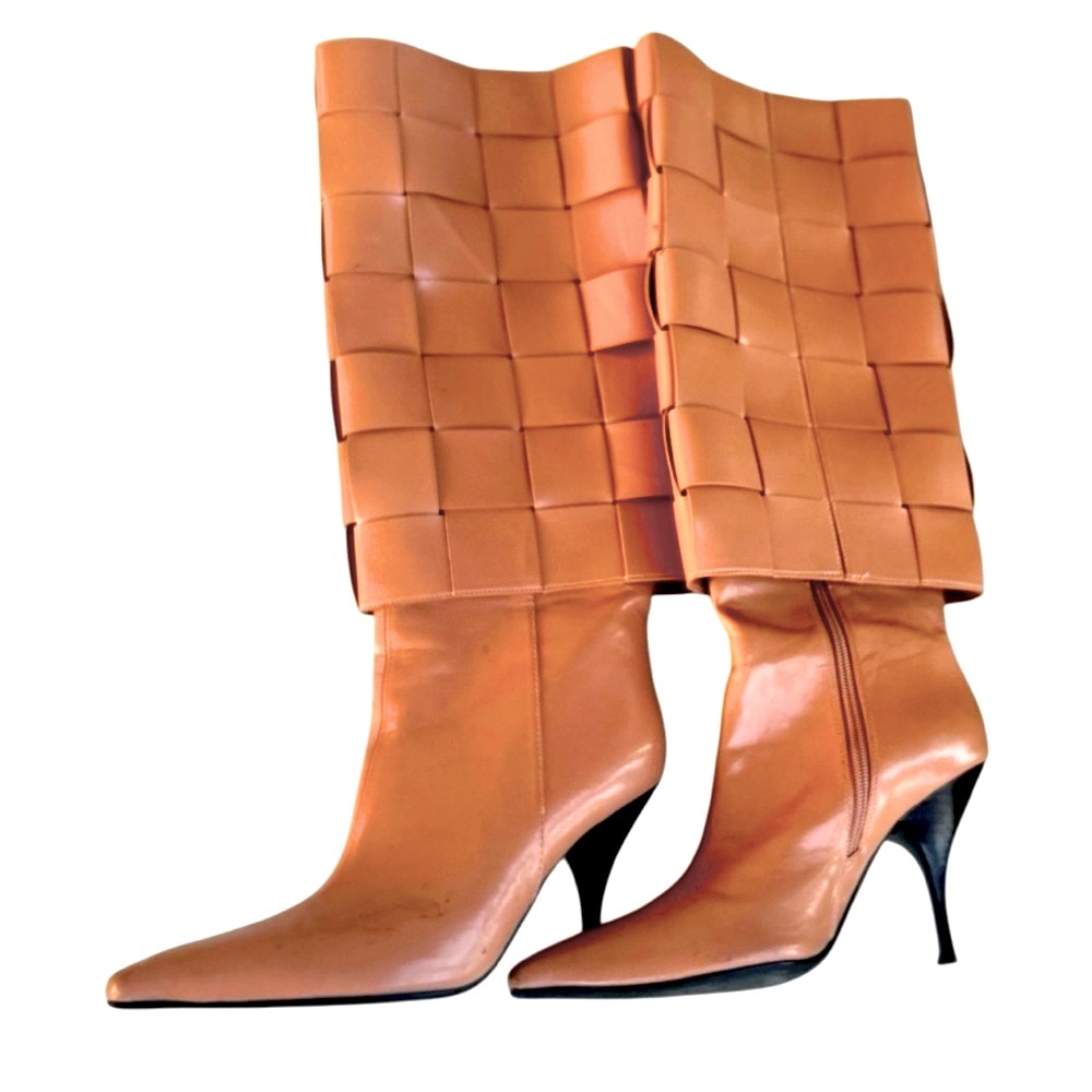 High Heel Caramel Brown Knee Boots Size 8